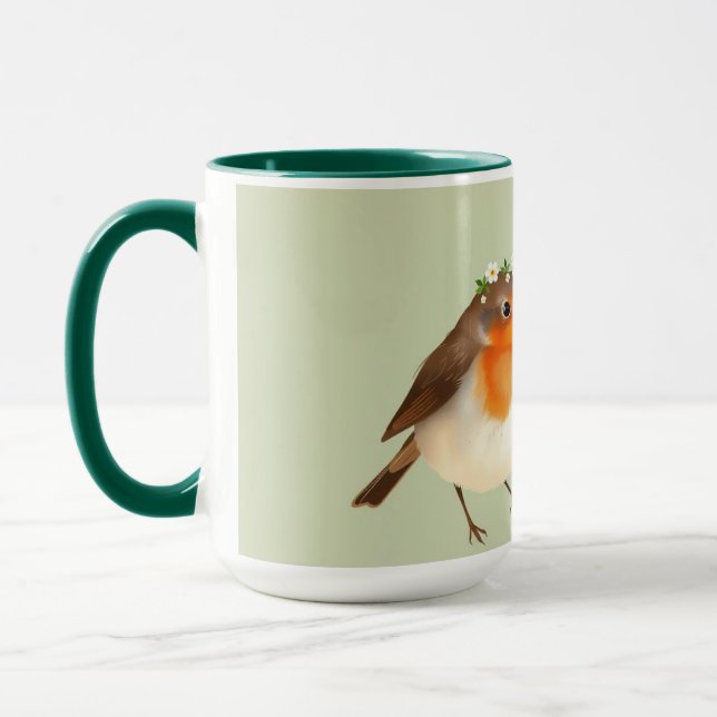 Personalisierter englischer Robin-Garten-Vogel Tasse (Links)
