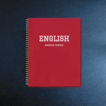 Personalisierter englischer Schulkalender Karmesin