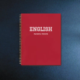 Personalisierter englischer Schulkalender Karmesin Notizbuch