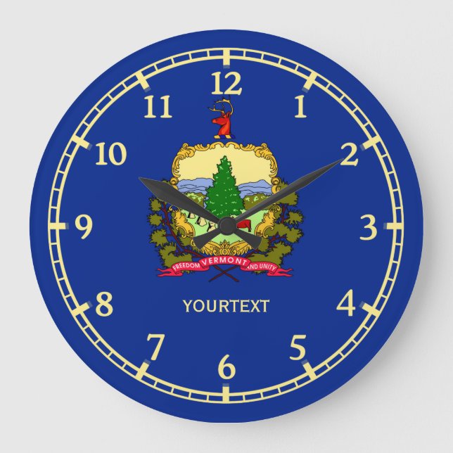 Personalisierter Entwurf eines Vermont-Zustands Große Wanduhr (Vorderseite)