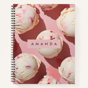 Personalisierter Erdbeercreme-Strudel-Look Notizbuch