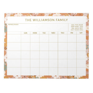 Personalisierter Erdiger Floraler Familienplaner-K Notizblock