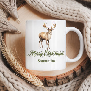 Personalisierter Erdtöne-Weihnachtskaffeebecher Kaffeetasse