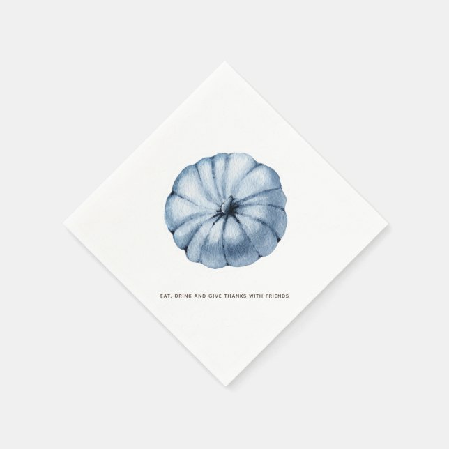 Personalisierter Erntedank Blauer Kürbis Serviette (Ecke)