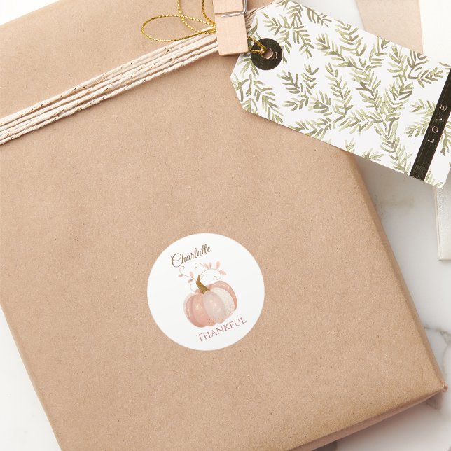 Personalisierter Erntedank - Fall Pumpkin dankbar Runder Aufkleber (Von Creator hochgeladen)