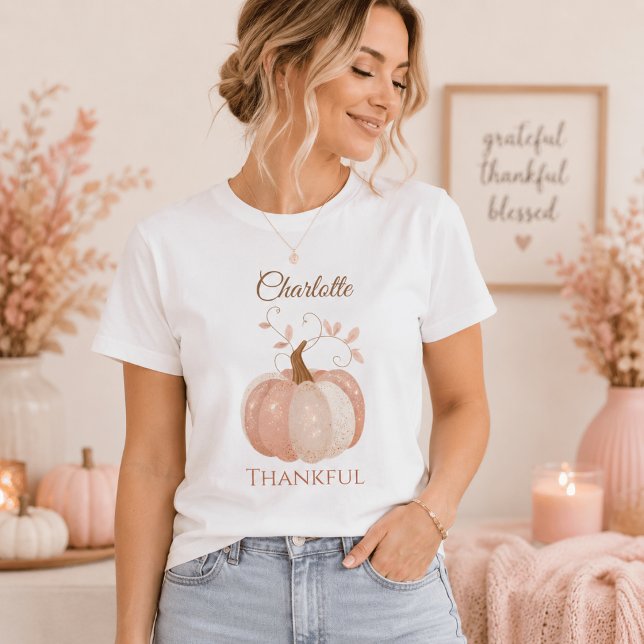 Personalisierter Erntedank - Fall Pumpkin dankbar T-Shirt (Von Creator hochgeladen)