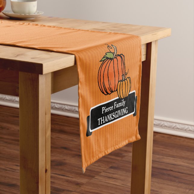 Personalisierter Erntedank PumpkinTable Runner Kurzer Tischläufer (Beispiel)