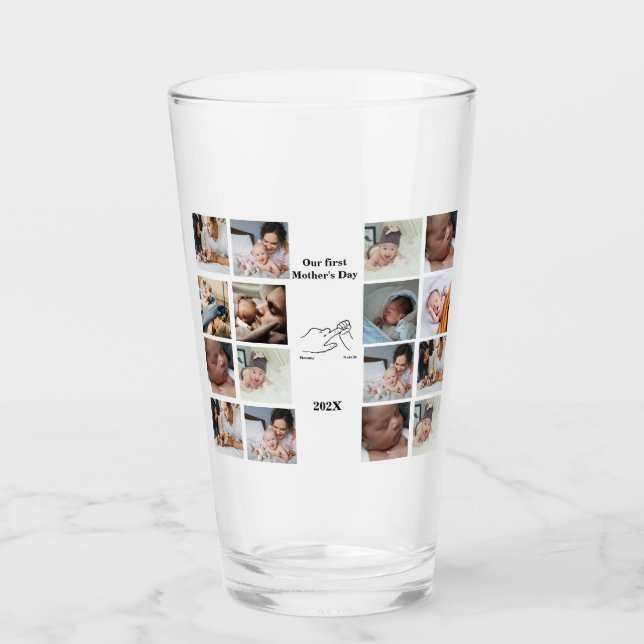 Personalisierter Ersten Muttertag FotoCollage Glas (Vorderseite)