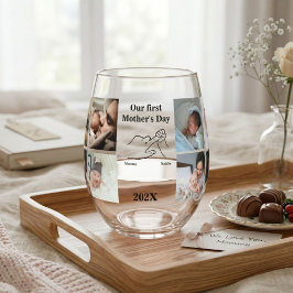 Personalisierter Ersten Muttertag FotoCollage Weinglas Ohne Stiel