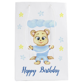 Personalisierter erster Geburtstag Teddy Bear Boy Mittlere Geschenktüte