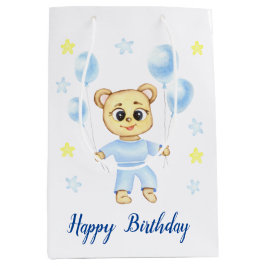Personalisierter erster Geburtstag Teddy Bear Boy Mittlere Geschenktüte