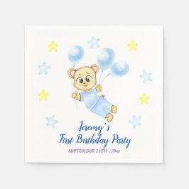 Personalisierter erster Geburtstag Teddy Bear Boy Serviette