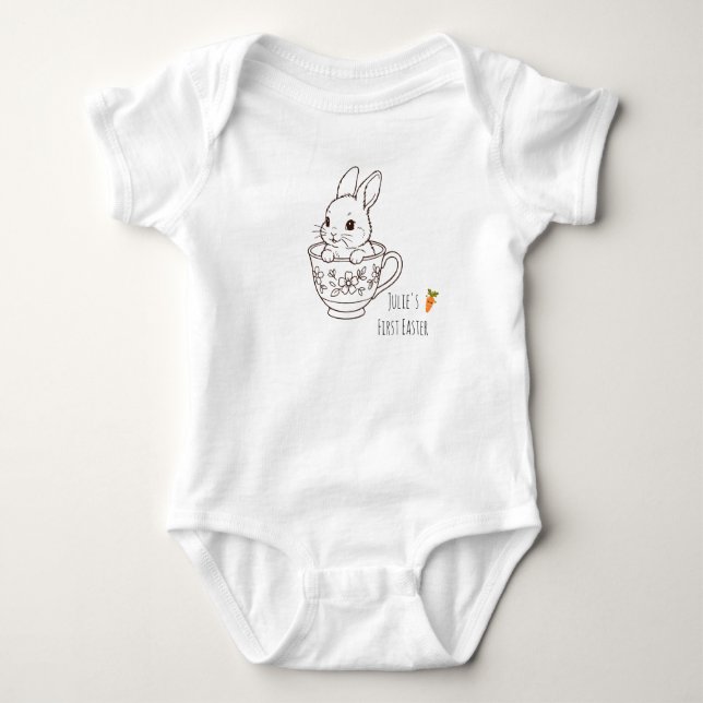 Personalisierter erster Osterhase Baby Strampler (Vorderseite)