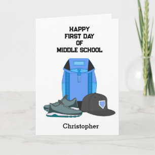 Personalisierter erster Tag der Mittelschule für J Karte