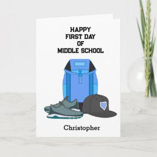 Personalisierter erster Tag der Mittelschule für J Karte
