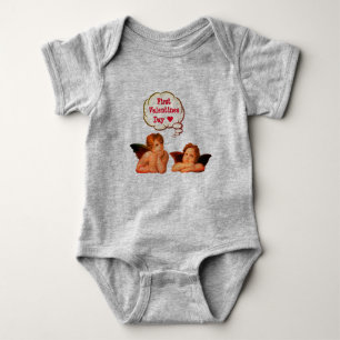 Personalisierter ERSTER VALENTINSTAG Cherub Engel Baby Strampler