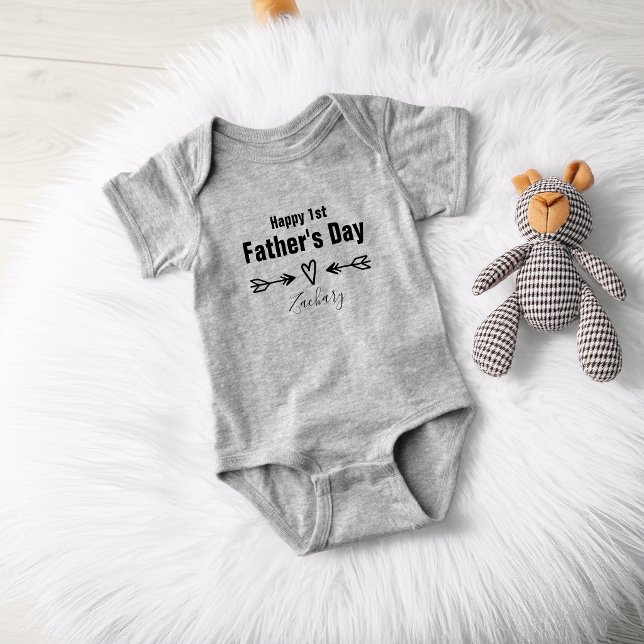 Personalisierter Erster Vatertag Baby Strampler (First Father's Day Personalized Baby Bodysuit)
