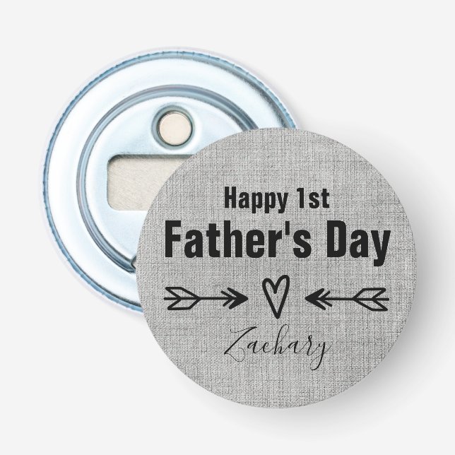 Personalisierter Erster Vatertag Flaschenöffner (Vorderseite)