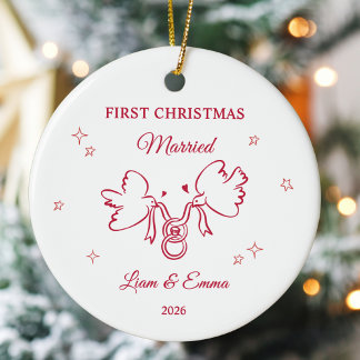 Personalisierter erster Weihnachten verheiratet Ta Keramik Ornament