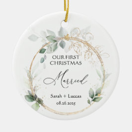 Personalisierter erster Weihnachten-verheirateter- Keramik Ornament