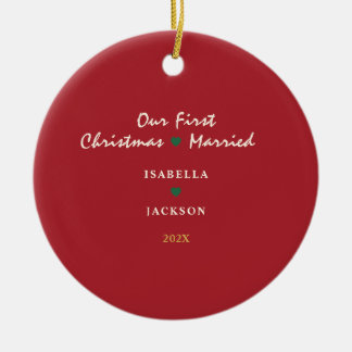 Personalisierter erster Weihnachten-verheirateter- Keramik Ornament
