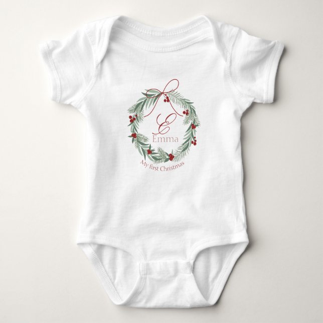 Personalisierter erster Weihnachtskinderanzug Baby Strampler (Vorderseite)