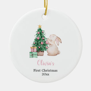 Personalisierter Erstes-Christmas-Hase für Babys Keramik Ornament
