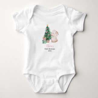 Personalisierter Erstes Weihnachten Hase Thema für Baby Strampler