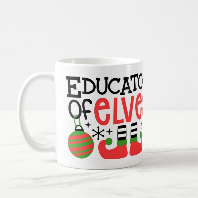 Personalisierter "Erzieher der Elfen" Weihnachtsle Kaffeetasse (Links)