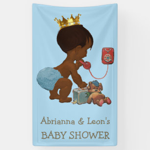 Personalisierter Ethnic Prince on Phone Baby Dusch Banner