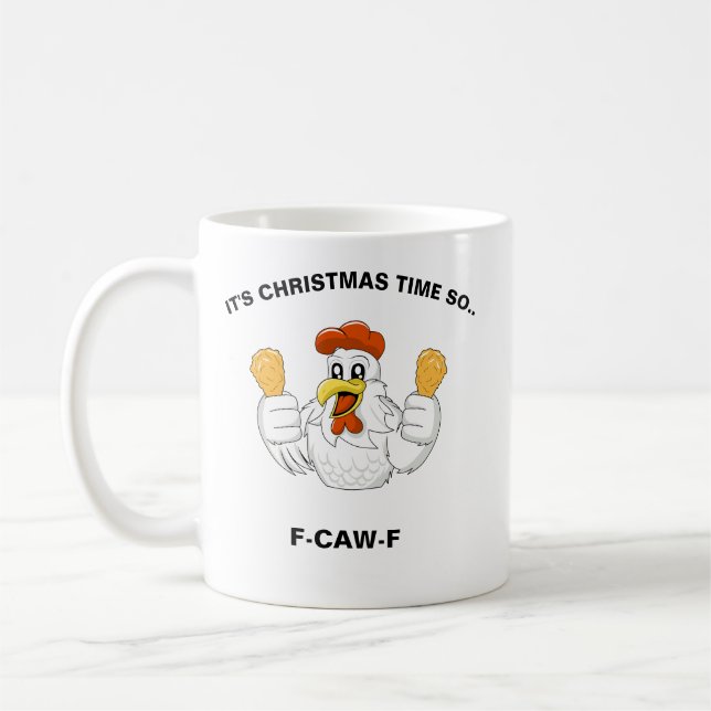 Personalisierter F-CAW-F Weihnachts Lustiger Hahn  Kaffeetasse (Links)