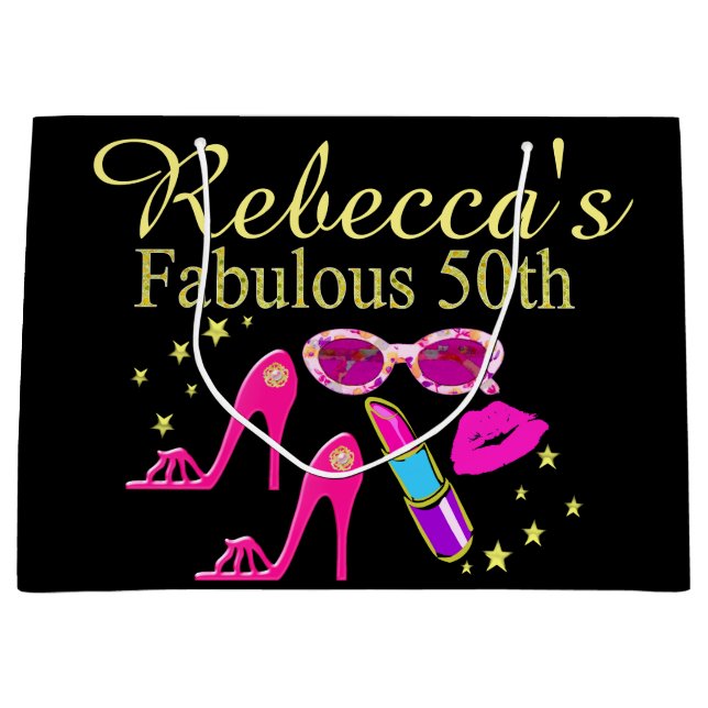 PERSONALISIERTER FABULOUS 50. GIFT-BAG GROßE GESCHENKTÜTE (Vorderseite)