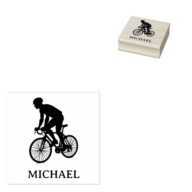 Personalisierter Fahrradfahrer Gummistempel (Stempel)