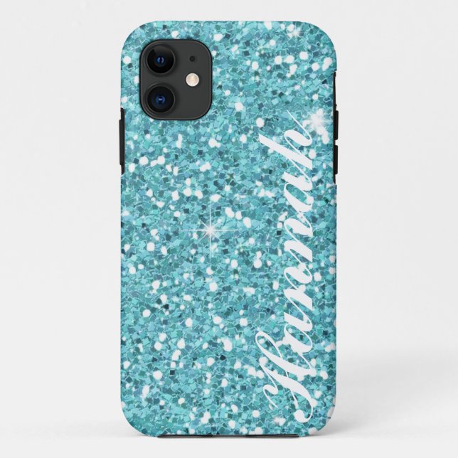 Personalisierter Fall des Aqua-Glitzer-IPhone5 Case-Mate iPhone Hülle (Rückseite)