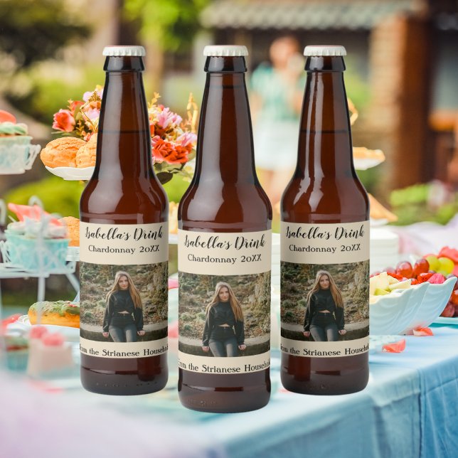 Personalisierter Fall des Tan-Fotos Weinetikett (Von Creator hochgeladen)
