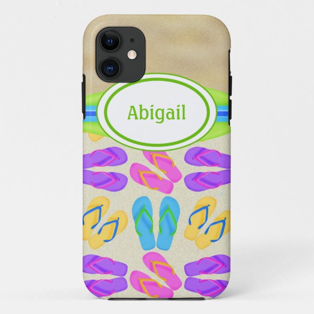 Personalisierter Fall Flip Flops und Beach iPhone  Case-Mate iPhone Hülle (Rückseite)