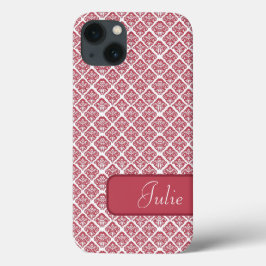 Personalisierter Fall Red Damask iPad iPhone 13 Hülle