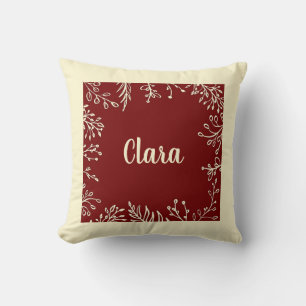 Personalisierter Fall Roter Botanischer Name Kissen
