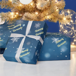 Personalisierter, fallender Schneeflocken Geschenkpapier