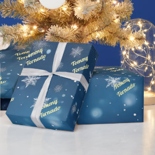 Personalisierter, fallender Schneeflocken Geschenkpapier