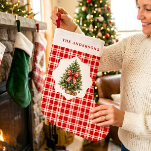Personalisierter Familien-Weihnachtsbaum Roter Gin Großer Weihnachtsstrumpf