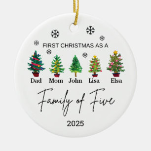 Personalisierter Familienanhänger für fünf Persone Keramik Ornament