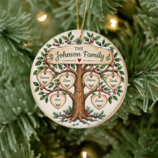Personalisierter Familienbaum Weihnachten Keramik Ornament
