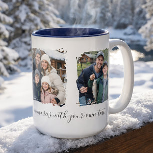 Personalisierter Familienfoto-3er-Fotomontage-Gesc Zweifarbige Tasse