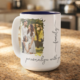 Personalisierter Familienfoto-Andenken-Geschenkbec Zweifarbige Tasse