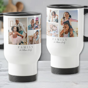 Personalisierter Familienfoto-Collage-Name Reisebecher