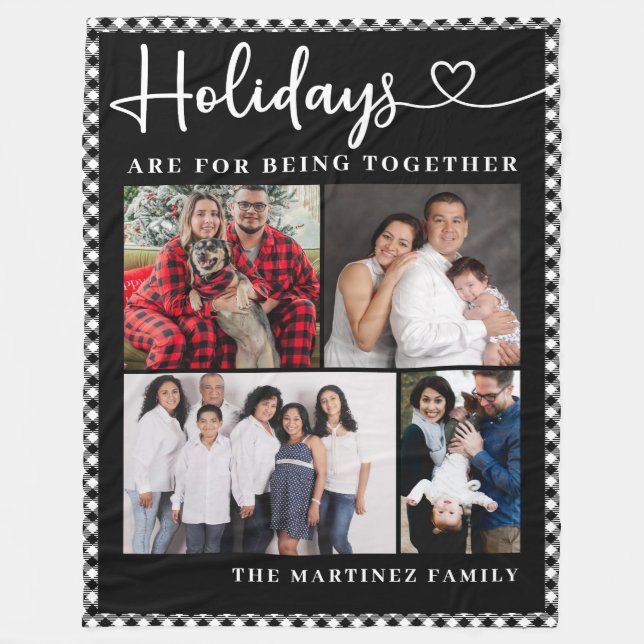 Personalisierter Familienfoto Collage Urlaub Fleecedecke (Vorderseite)