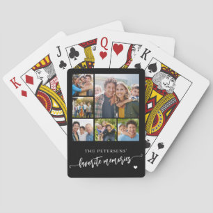 Personalisierter Familienfoto-Collagen-Name in Sch Spielkarten