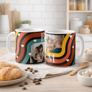 Personalisierter Familienfoto-Kaffeebecher – Retro Kaffeetasse