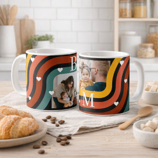 Personalisierter Familienfoto-Kaffeebecher – Retro Kaffeetasse